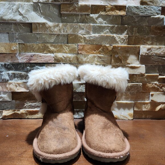 Buckle Fauz Suede Boots in Brown/ Tan Size 8 - Picture 3 of 5